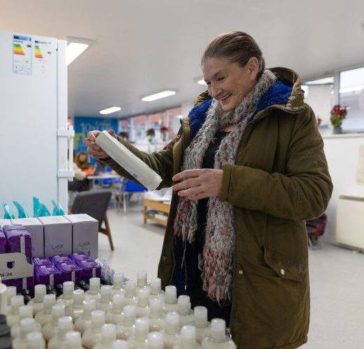 Woman choosing hygiene products